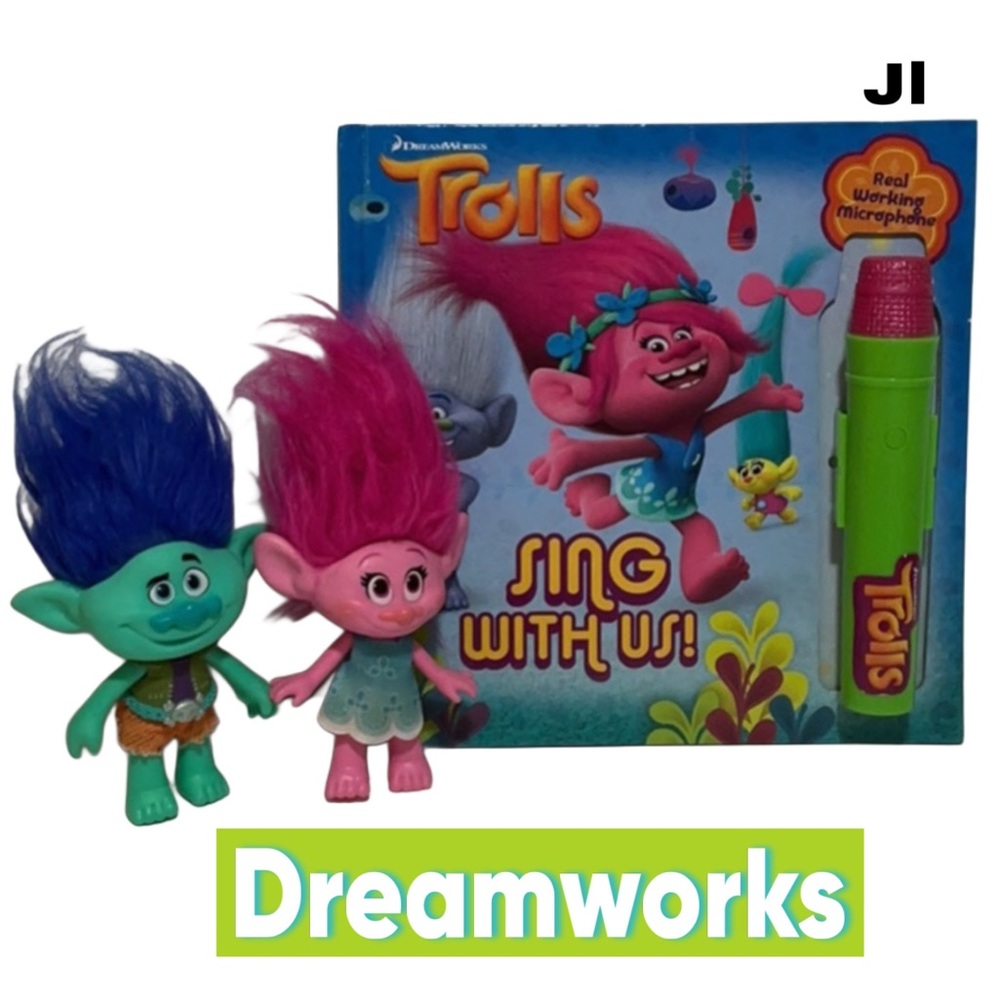 DREAMWORKS Trolls Sing With Us! Hardcover Book with Microphone and 2 Trolls